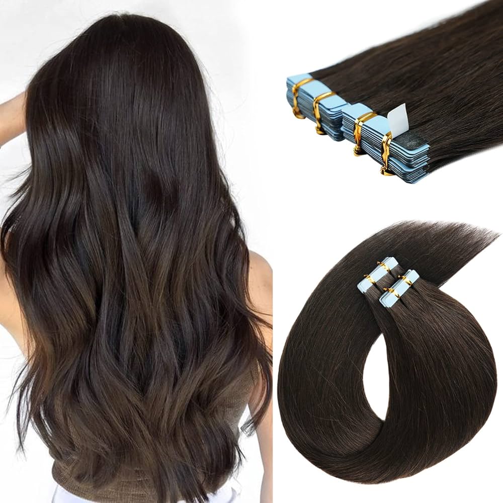 Taped human hair extensions